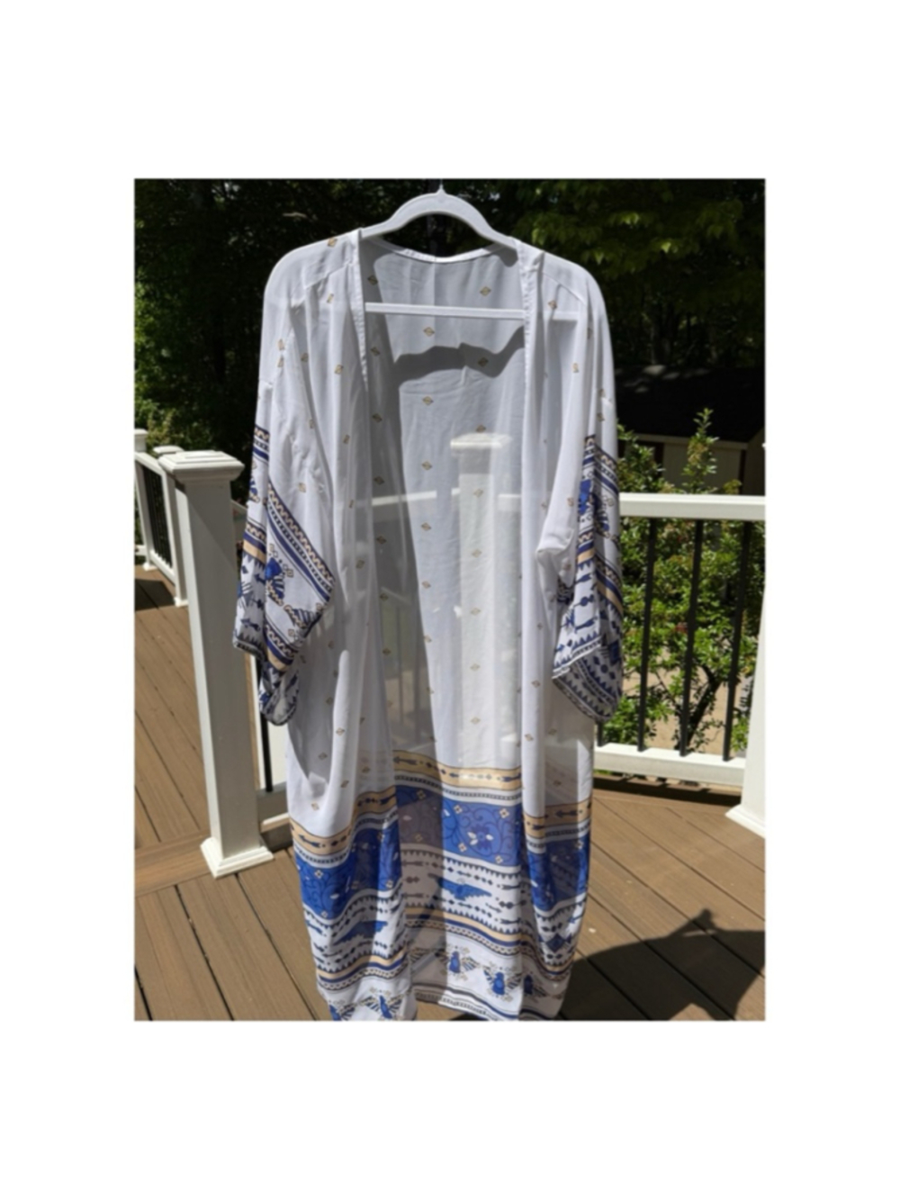 Unbranded White & Blue Patterned Swim Coverup Size OS (NWOT)